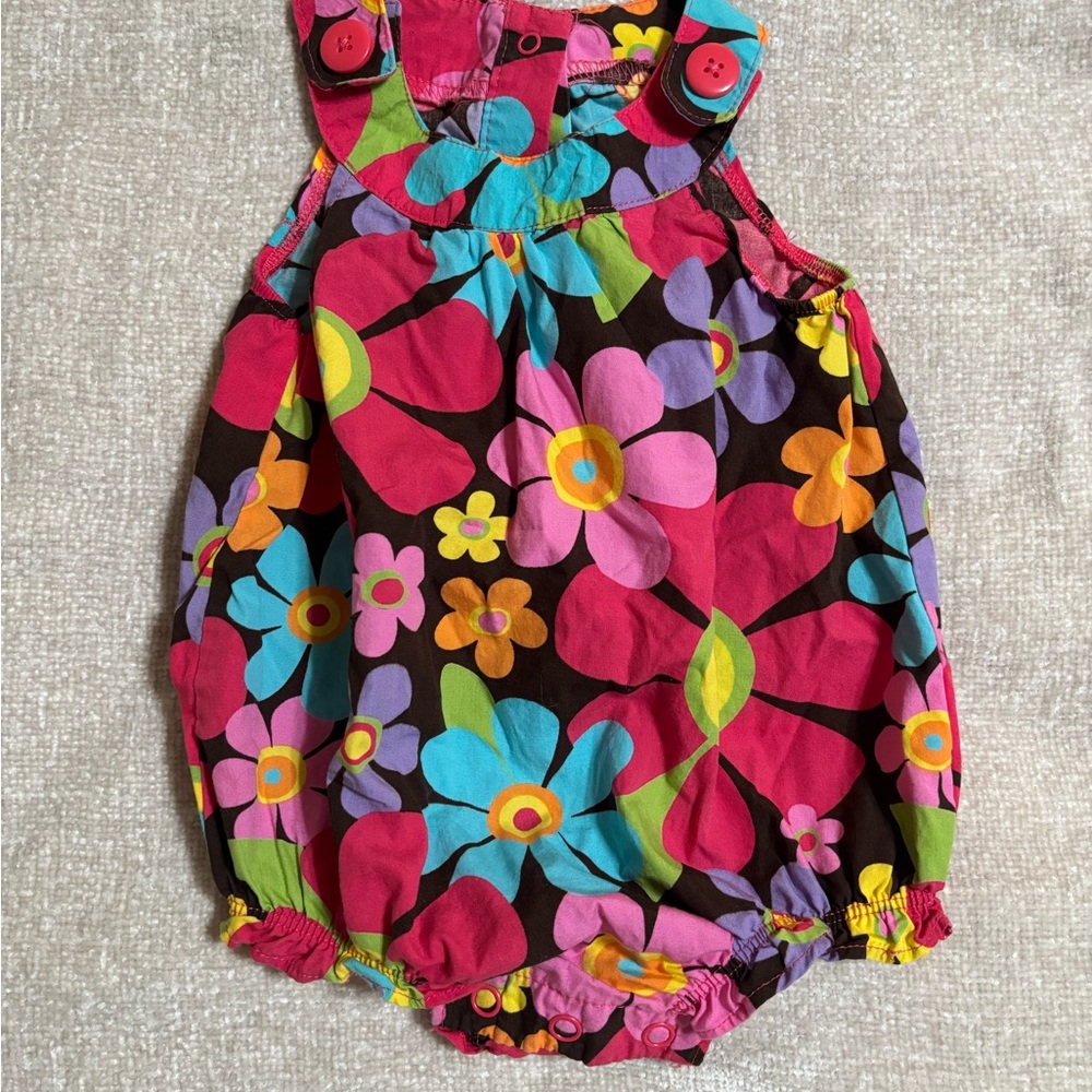 Carter's Bright Floral Bubble Romper in Brown, Pink, Blue, Yellow